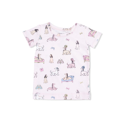 Fancy Hounds With Bows Short Sleeve Loungewear Set