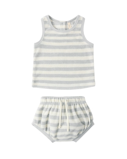 Terry Tank + Short Set: Sky Stripe
