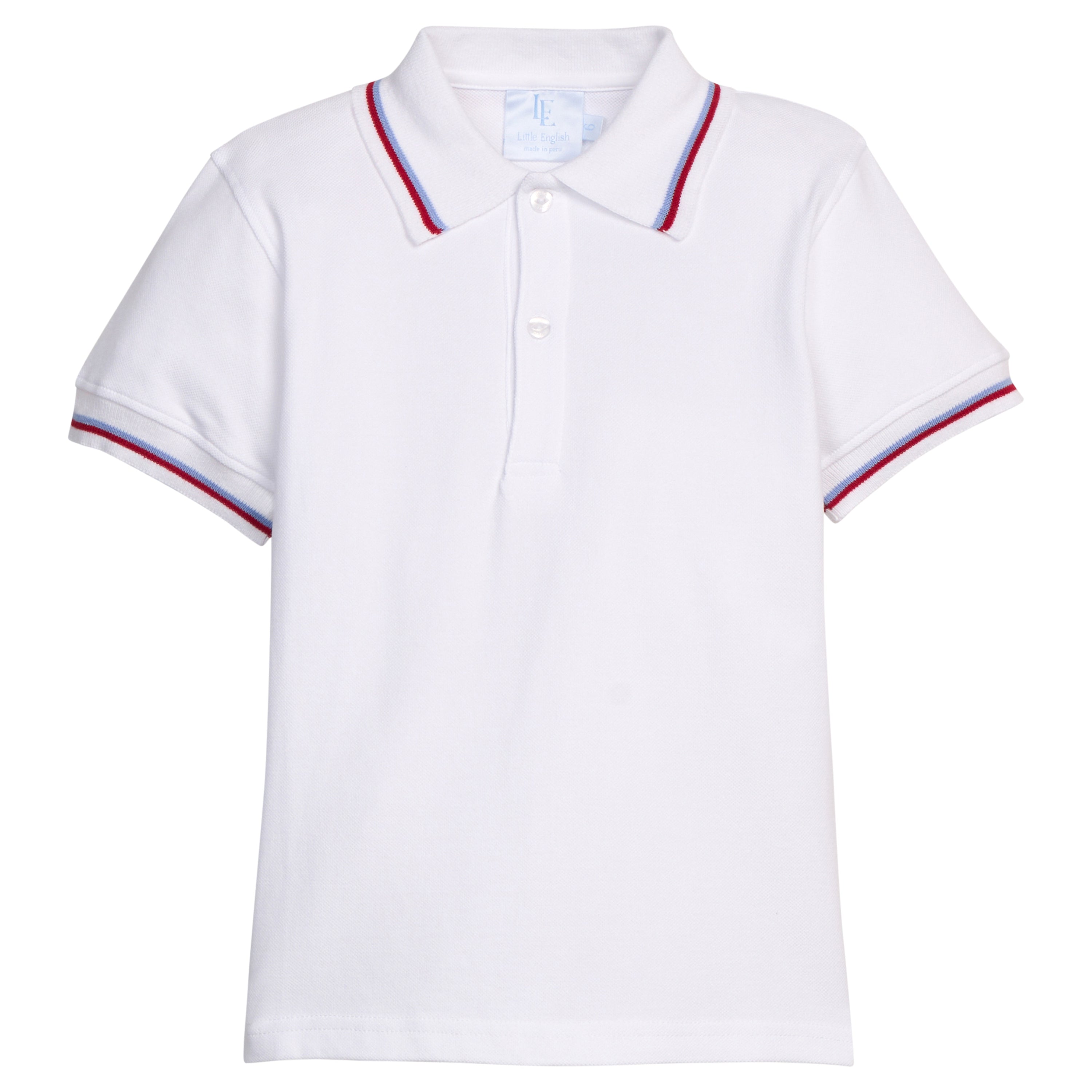 Short Sleeve Tipped Polo: Blue / Red