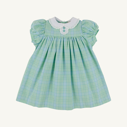 Mary Dal Dress: Pelham Bay Plaid (Green) / Worth Ave White
