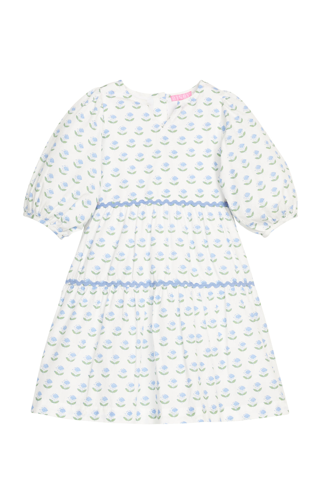 Madaket Dress: Blue Tulip Block Print