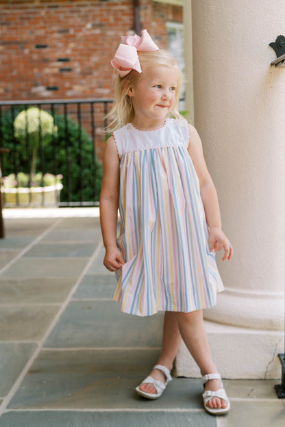 Charming Dress: Sorbet Stripe with Pink RicRac
