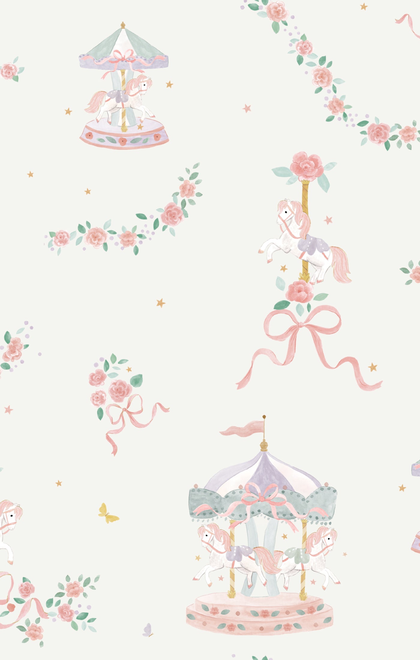 Carousel With Bows 2 Way Ruffle Back Zipper Footie