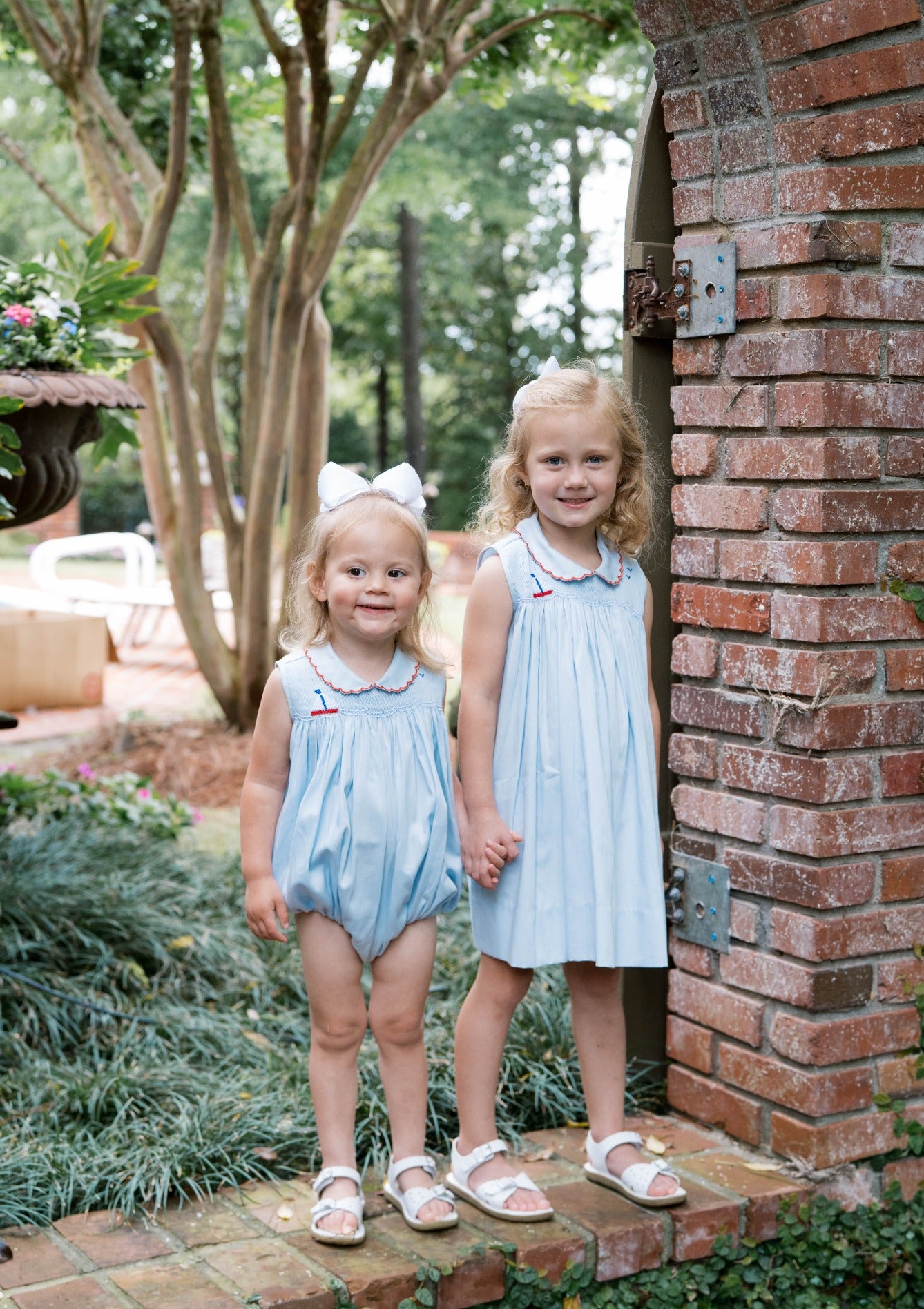 Ella Dress: Brentwood Blue with Sailboat Smocking
