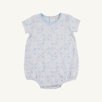 TBBC Pima Short Sleeve Patton Play Bubble: Puppy Puzzle/Beale Street Blue