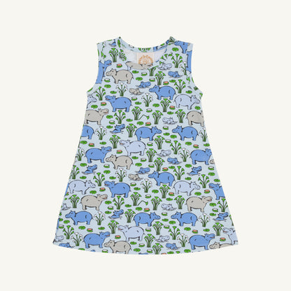 TBBC Sleeveless Polly Play Dress: Bal Harbour Hippo (Beale Street Blue)