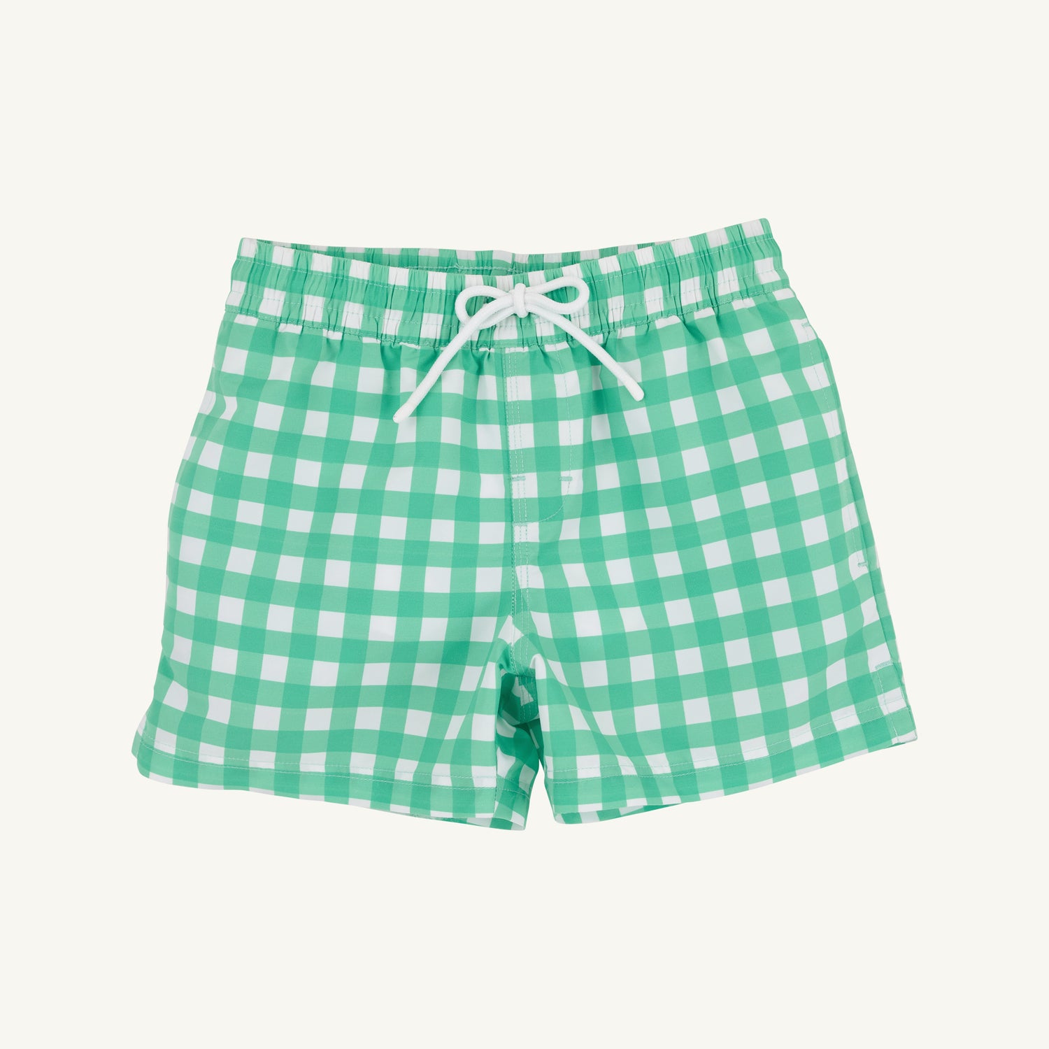 TBBC Tortola Swim Trunks: Gibson Island Green Gingham/Worth Ave White