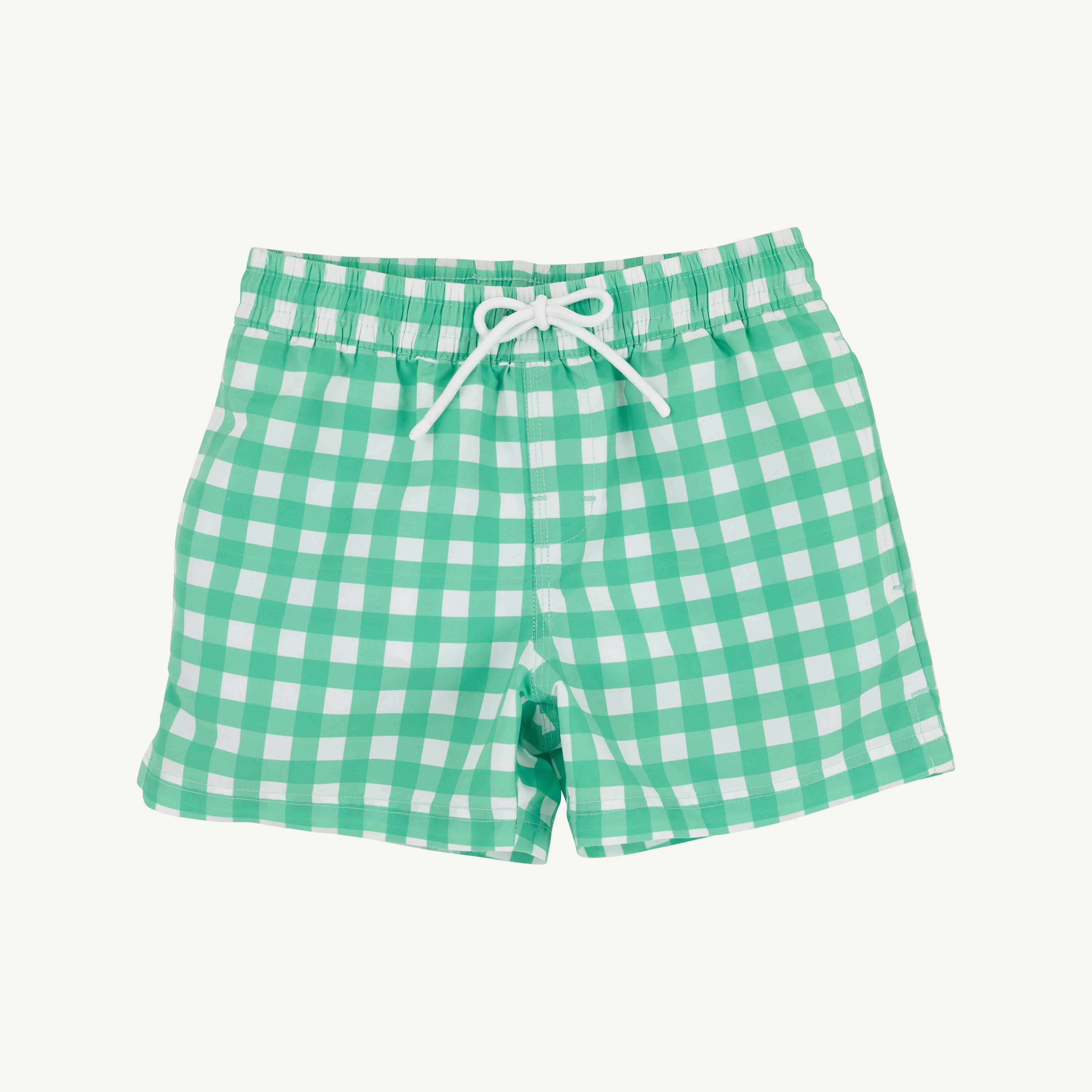 TBBC Tortola Swim Trunks: Gibson Island Green Gingham/Worth Ave White