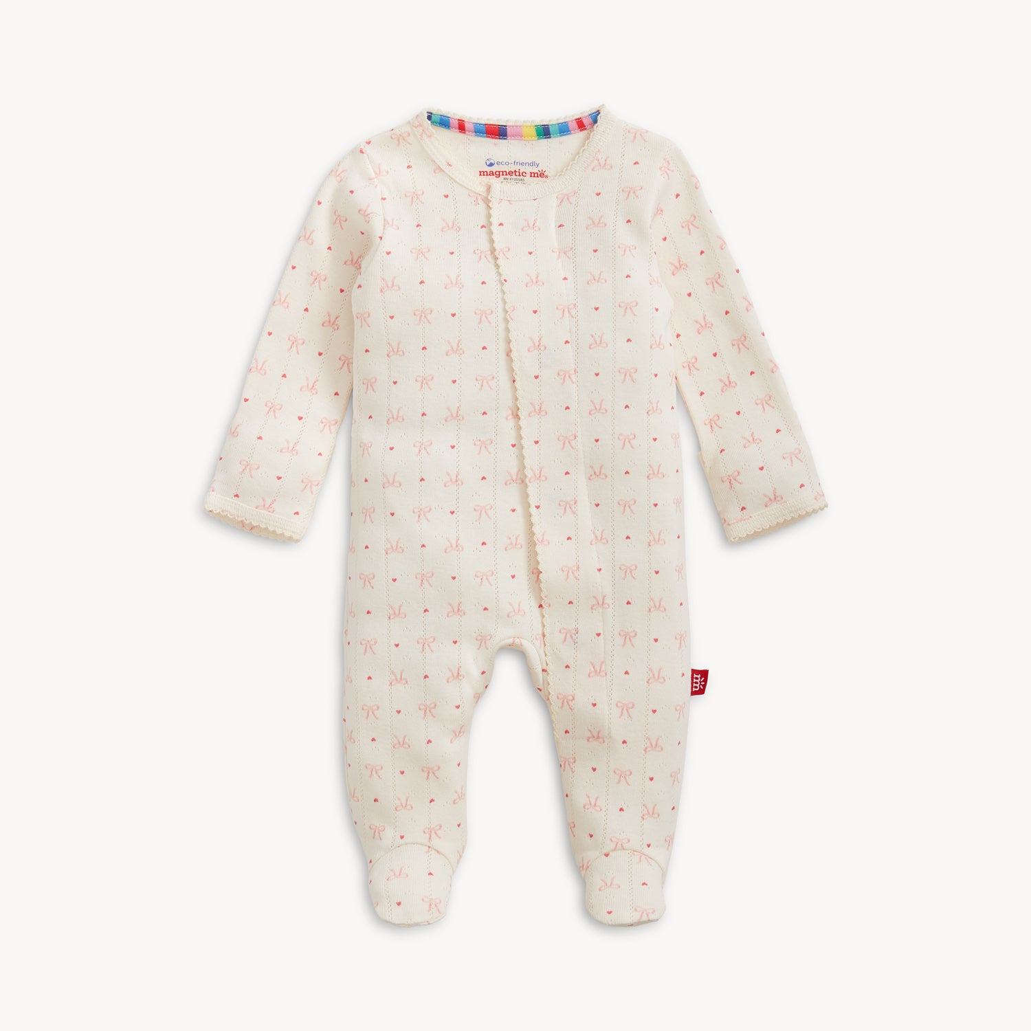 Heart &amp; Bow Pointelle Magnetic Footie