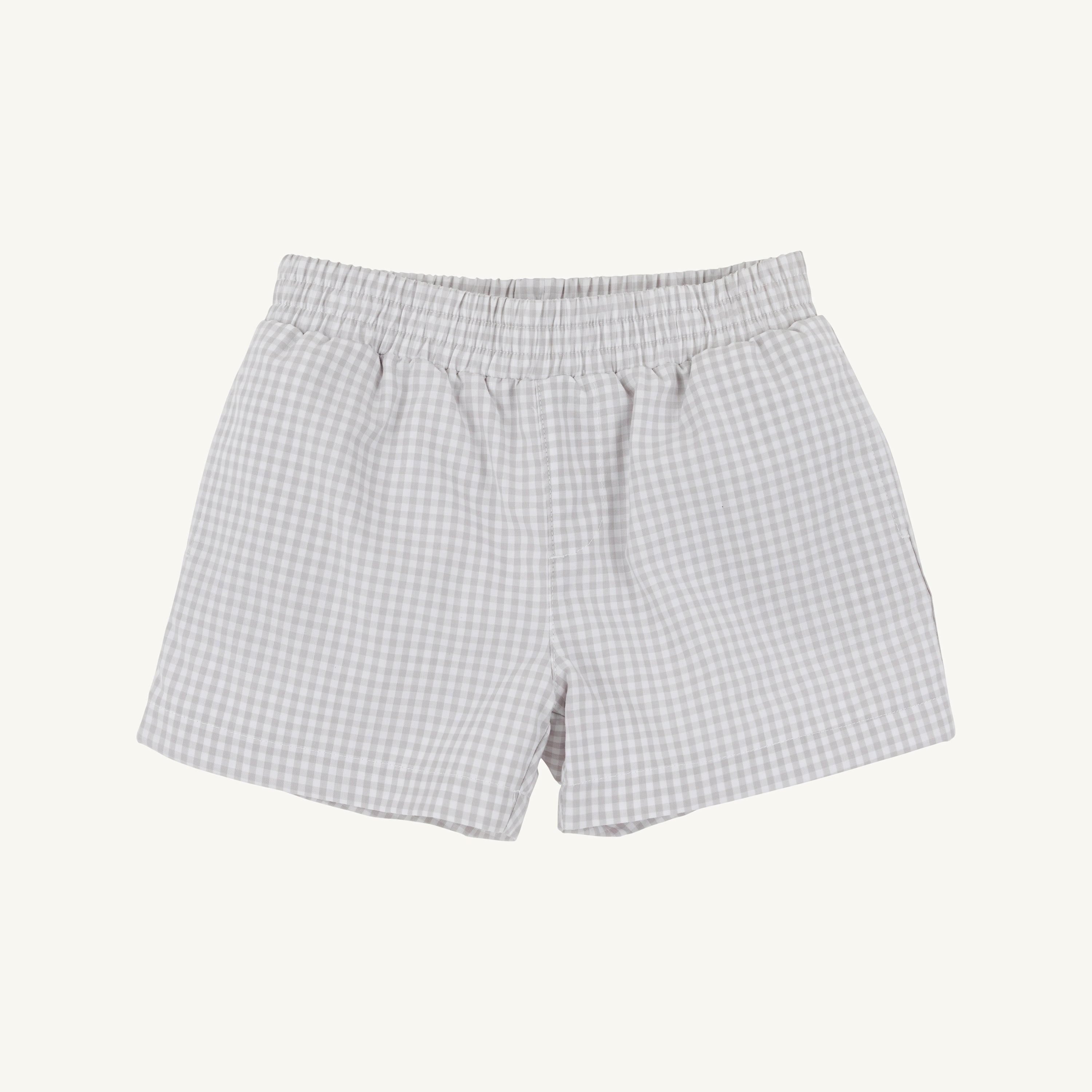 TBBC Sheffied Shorts: Grantley Gray Mini Gingham with Park City Periwinkle Stork
