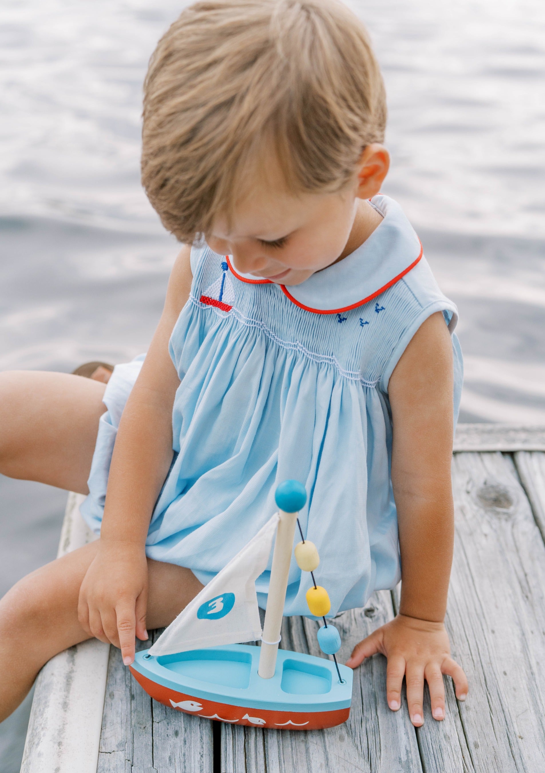 Beckett Bubble: Brentwood Blue with Sailboat Smocking