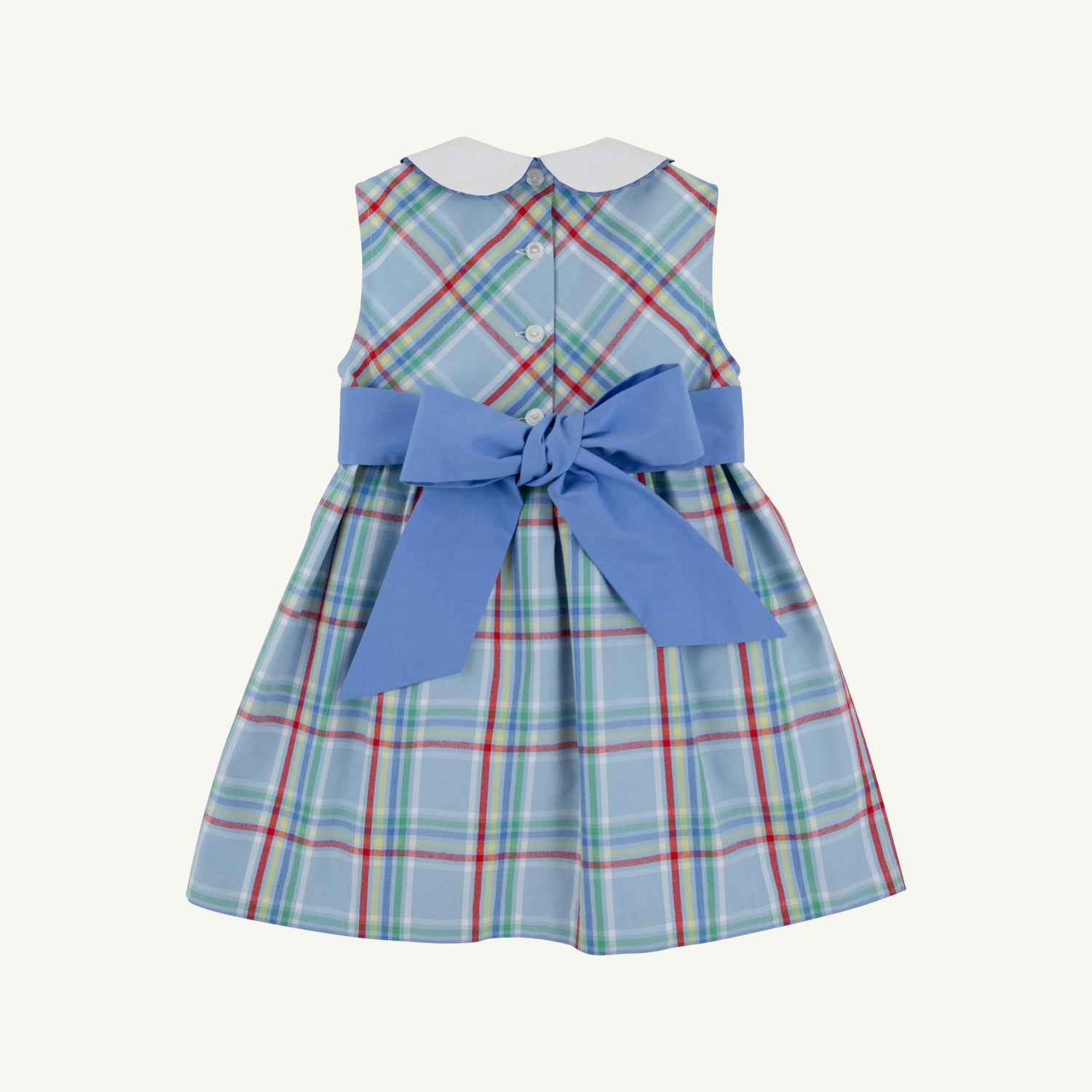 TBBC Sleeveless Cindy Lou Sash Dress- Woven Dyed Yarn: Kensington Court Plaid/Barbados Blue