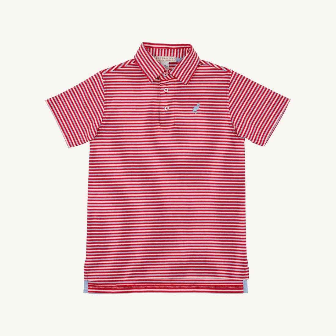 TBBC SS Prim And Proper Polo: Sumner County Stripe (Richmond Red)/Beale Street Blue