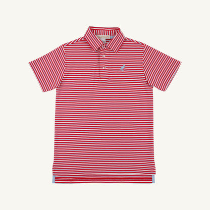 TBBC SS Prim And Proper Polo: Sumner County Stripe (Richmond Red)/Beale Street Blue