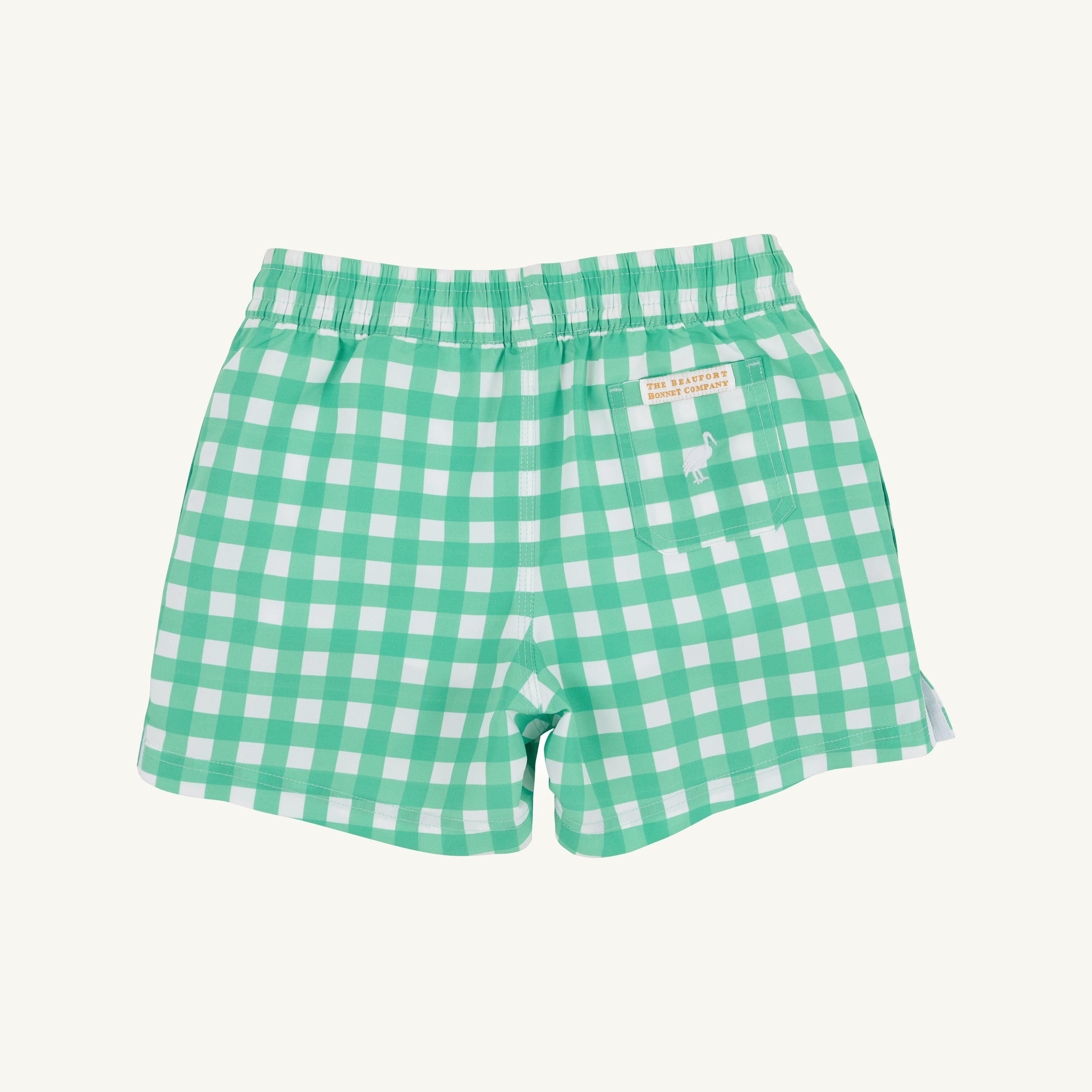 TBBC Tortola Swim Trunks: Gibson Island Green Gingham/Worth Ave White