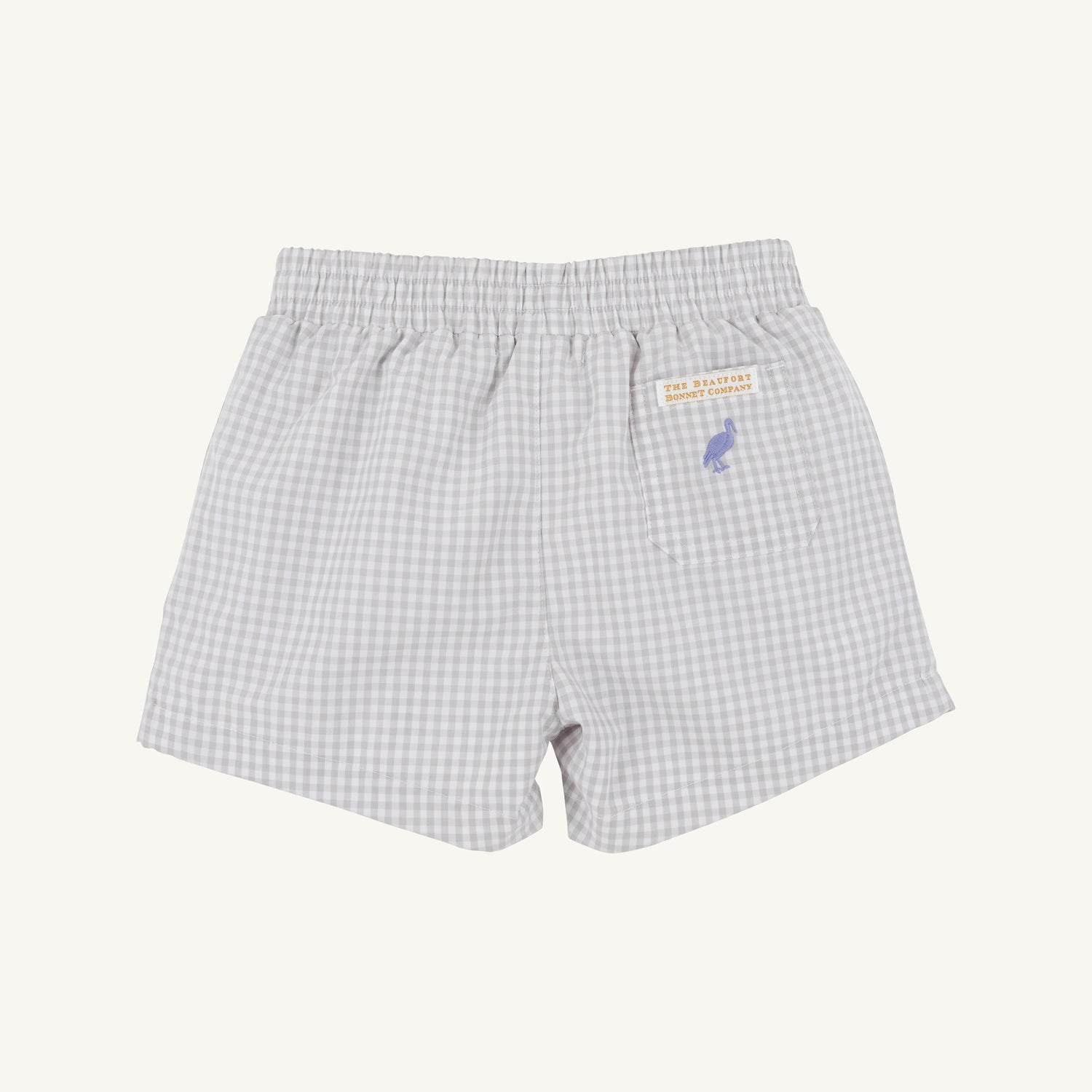 TBBC Sheffied Shorts: Grantley Gray Mini Gingham with Park City Periwinkle Stork