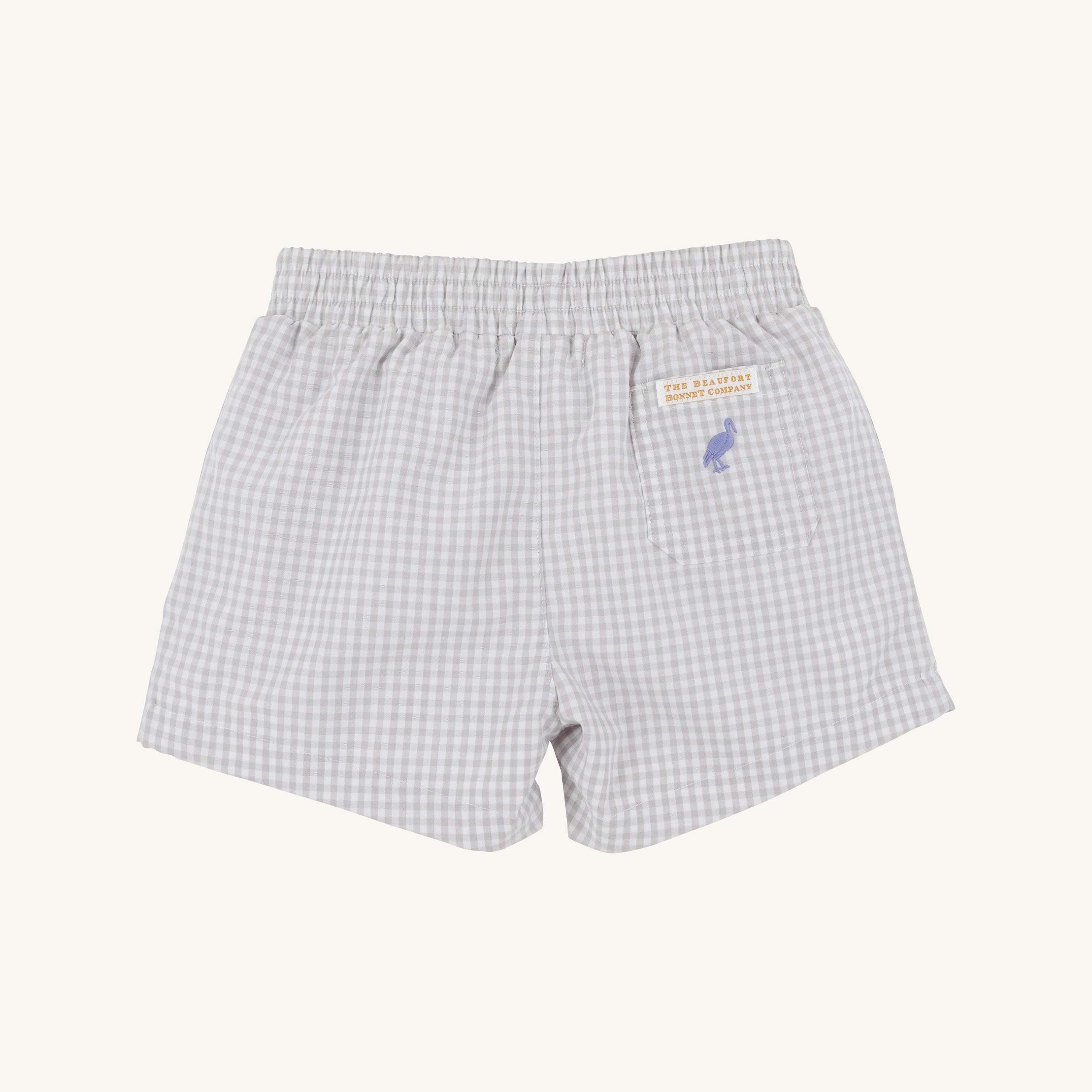 TBBC Sheffied Shorts: Grantley Gray Mini Gingham with Park City Periwinkle Stork