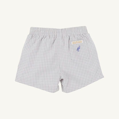 TBBC Sheffied Shorts: Grantley Gray Mini Gingham with Park City Periwinkle Stork