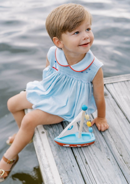 Beckett Bubble: Brentwood Blue with Sailboat Smocking
