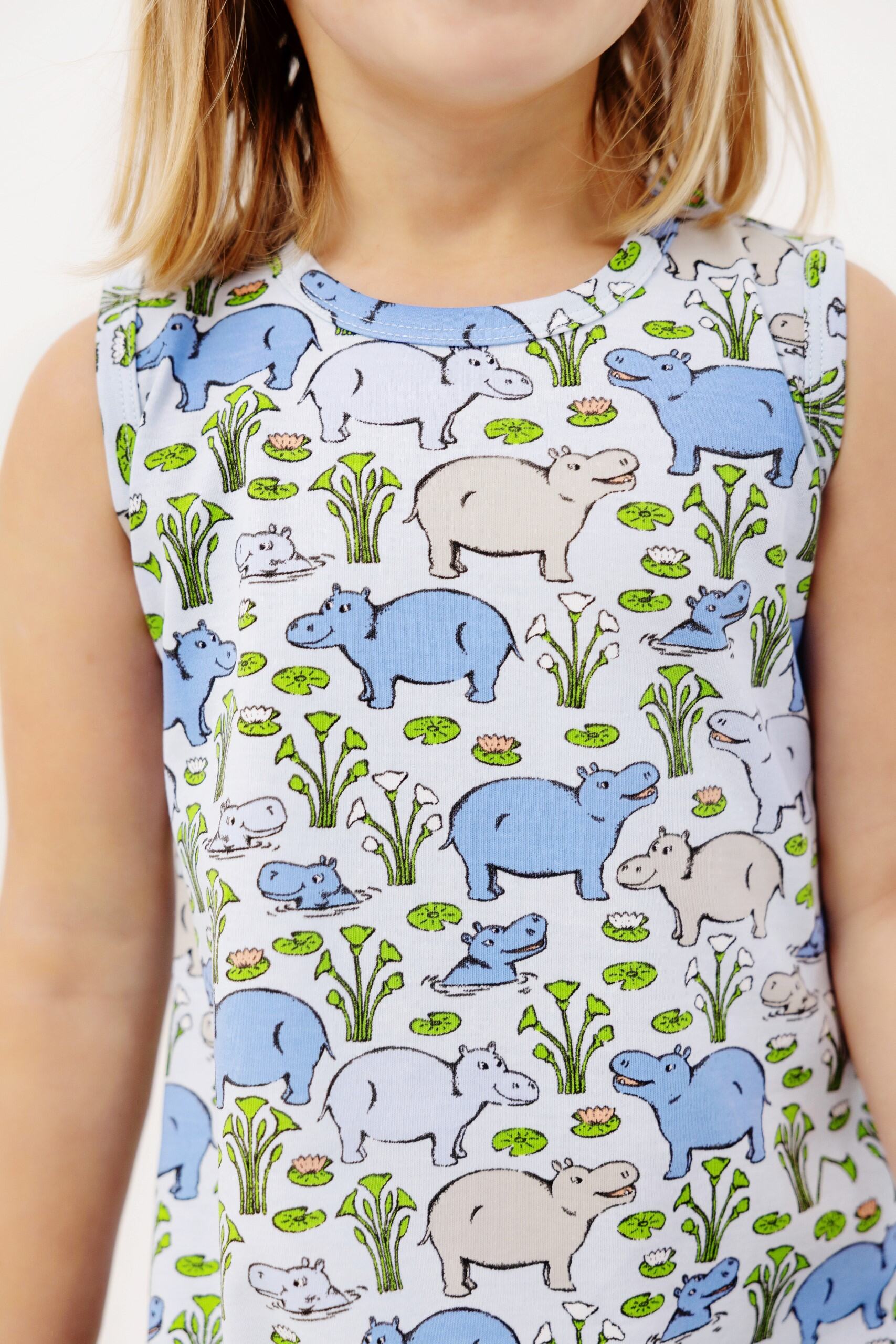 TBBC Sleeveless Polly Play Dress: Bal Harbour Hippo (Beale Street Blue)