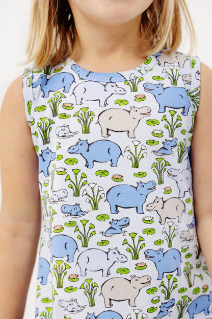 TBBC Sleeveless Polly Play Dress: Bal Harbour Hippo (Beale Street Blue)