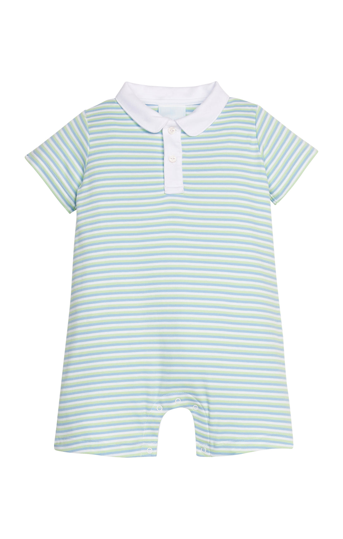 Peter Pan Polo Romper: Greenview Stripe
