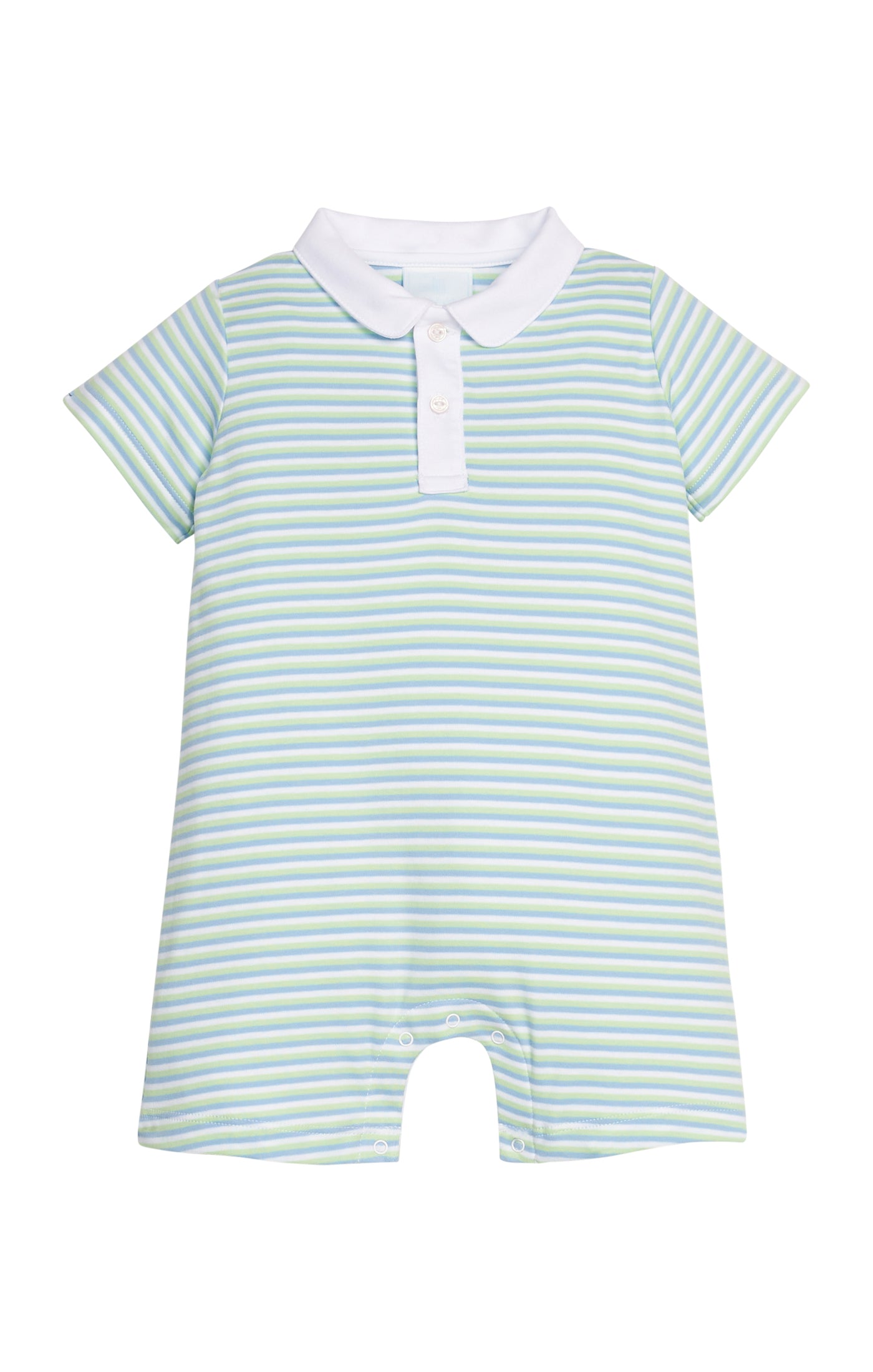 Peter Pan Polo Romper: Greenview Stripe