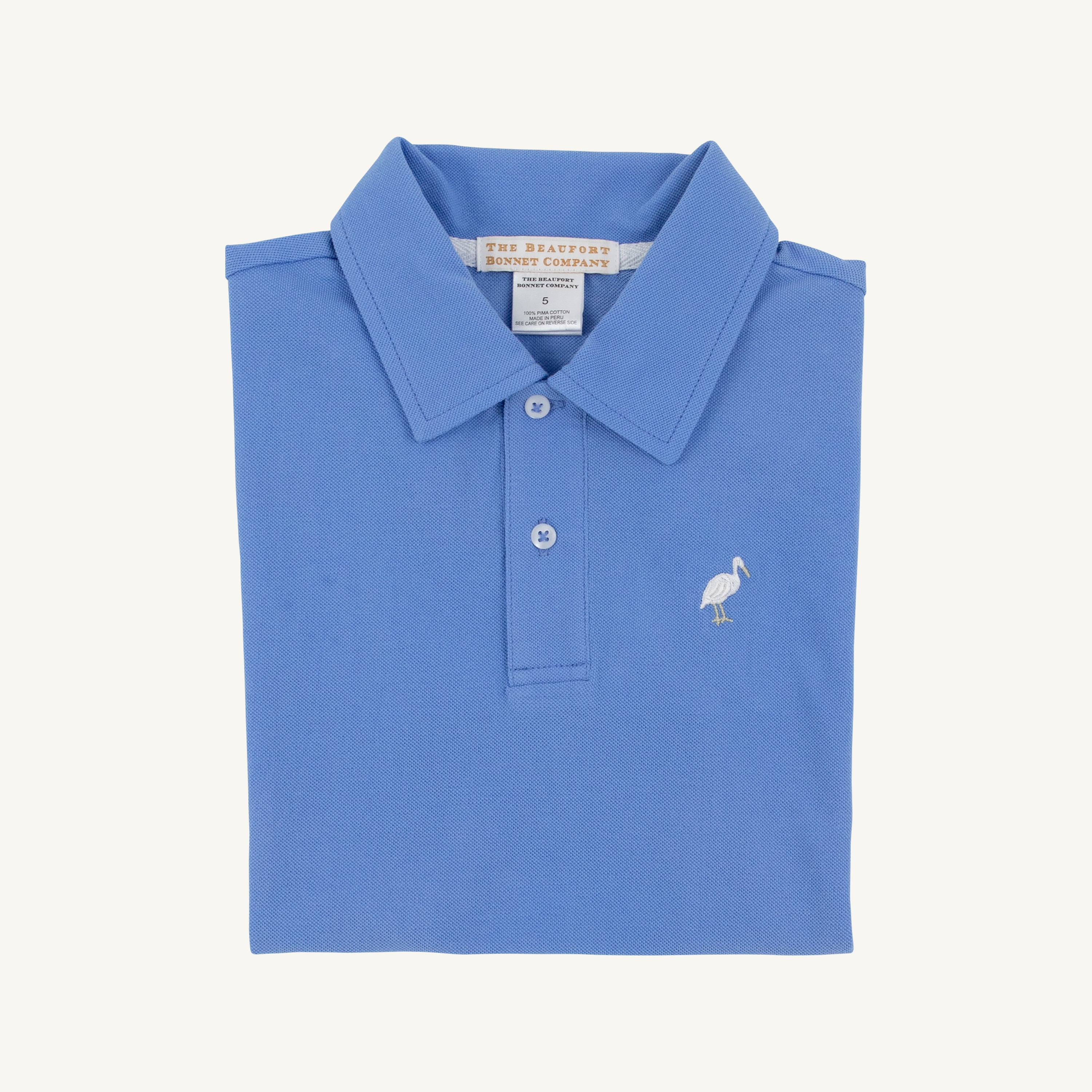 TBBC SS Prim &amp; Proper Beach Polo: Sunrise Blvd Blue w/Multicolor Stork