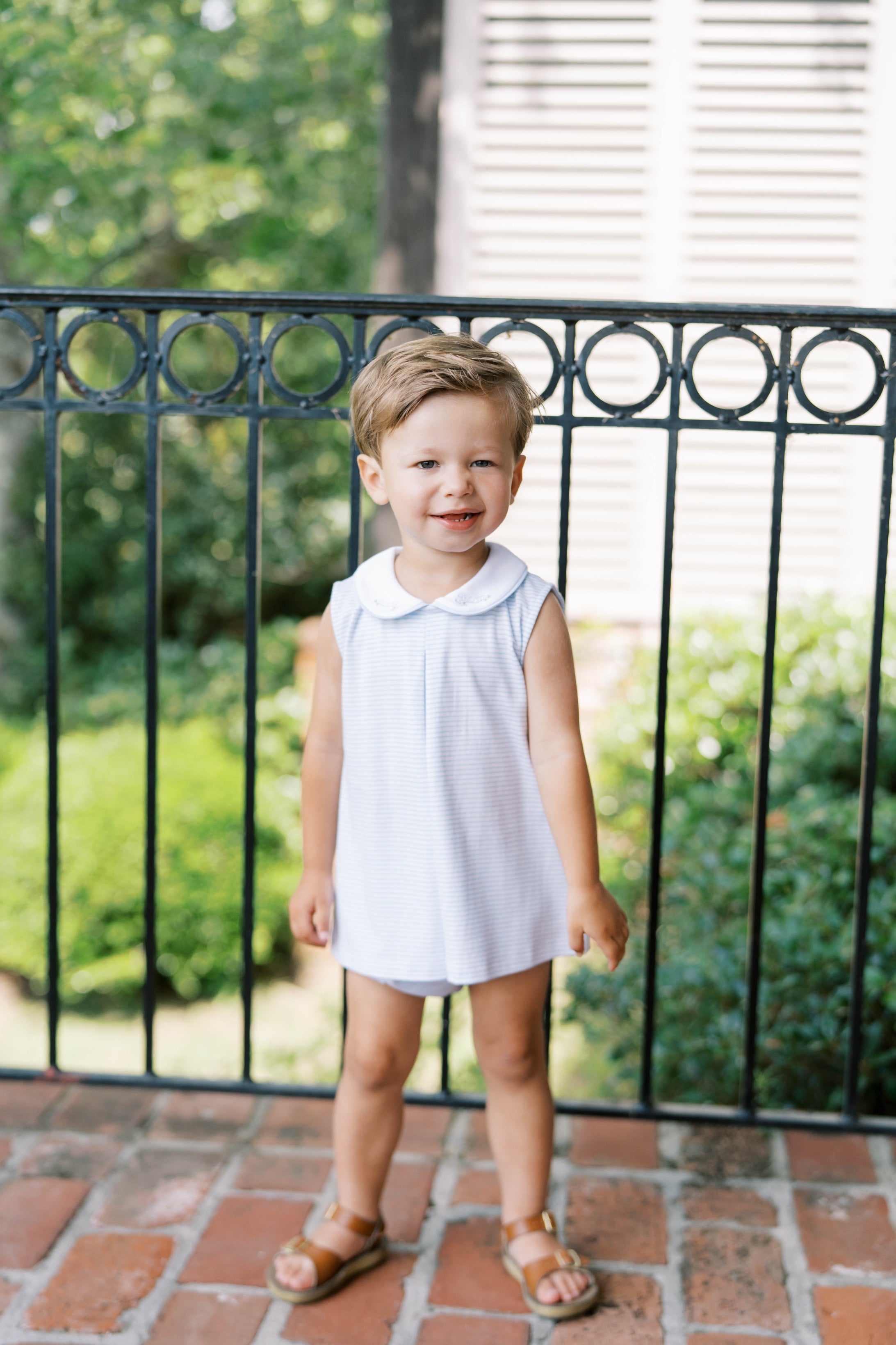 Collier Diaper Set: Palmer Blue Stripe with Caterpiller Embroidery
