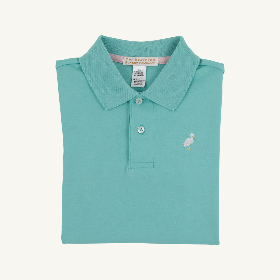 TBBC SS Prim And Proper Polo: Turks Teal w/Multicolor Stork