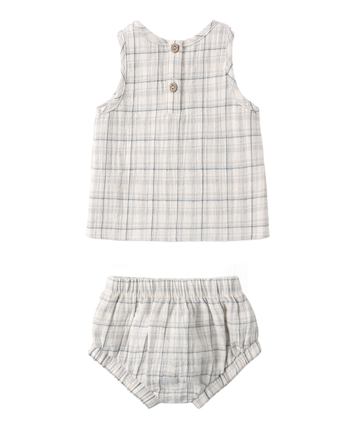 Blue Plaid Woven Tank Set