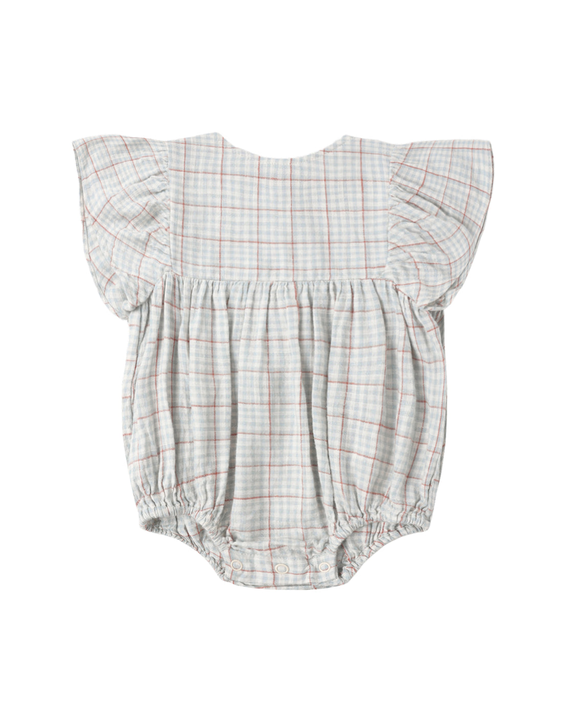 Kalea Romper: Light Blue Plaid