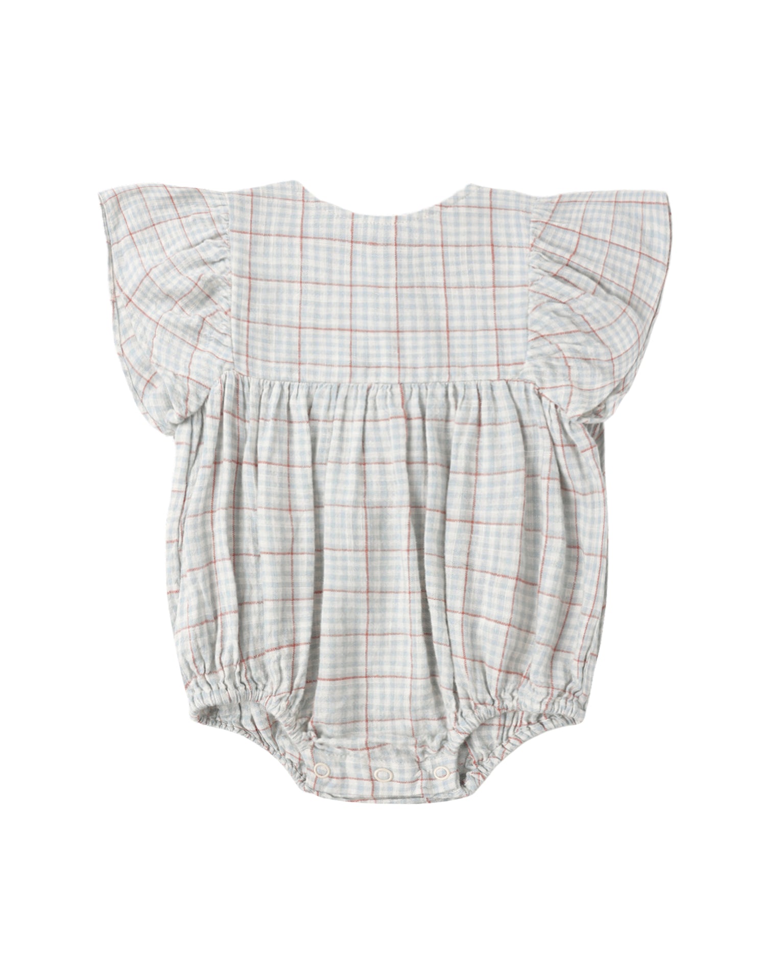 Kalea Romper: Light Blue Plaid