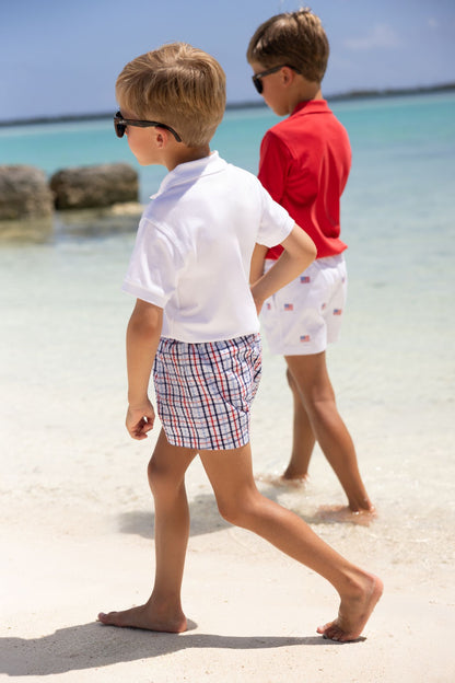 TBBC Seersucker Sheffield Shorts: Pierce Mill Plaid Seersucker/Nantucket Navy