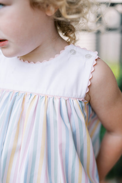 Charming Dress: Sorbet Stripe with Pink RicRac