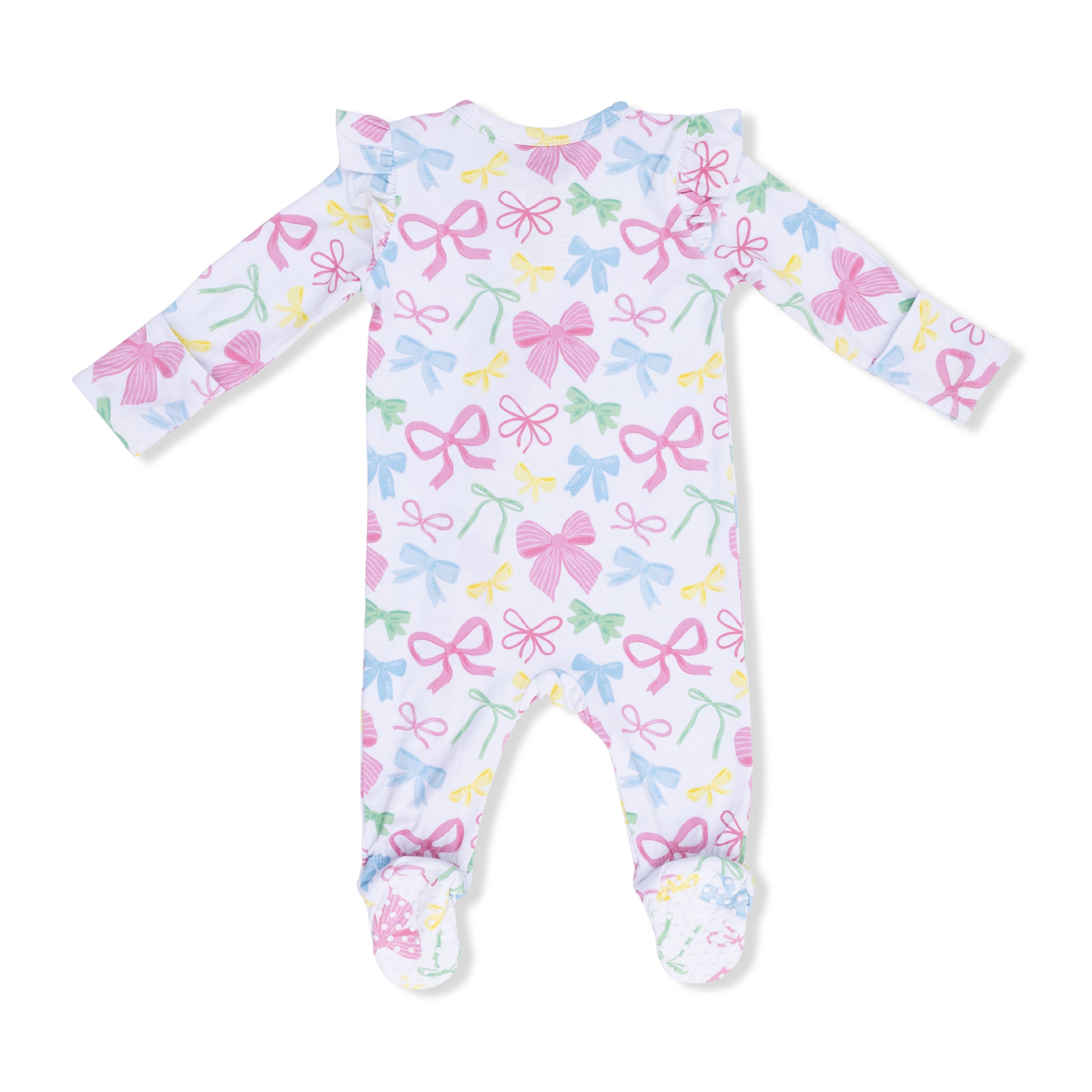 Sweet Bows 2 Way Ruffle Sleeve Zipper Footie