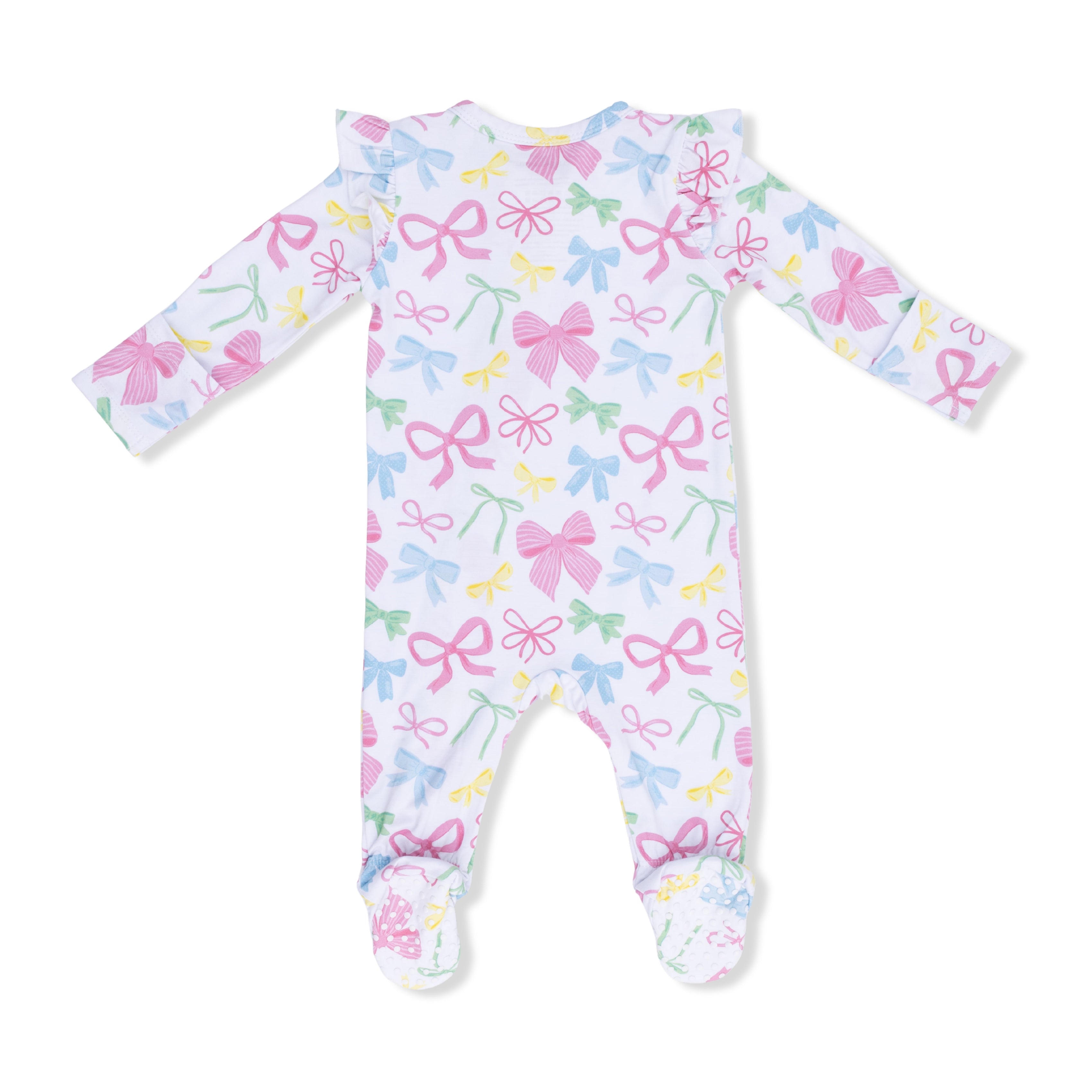 Sweet Bows 2 Way Ruffle Sleeve Zipper Footie