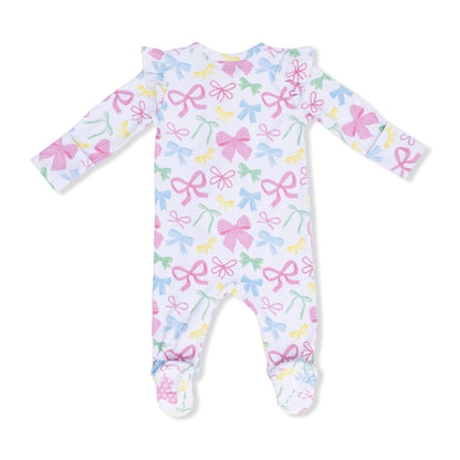 Sweet Bows 2 Way Ruffle Sleeve Zipper Footie