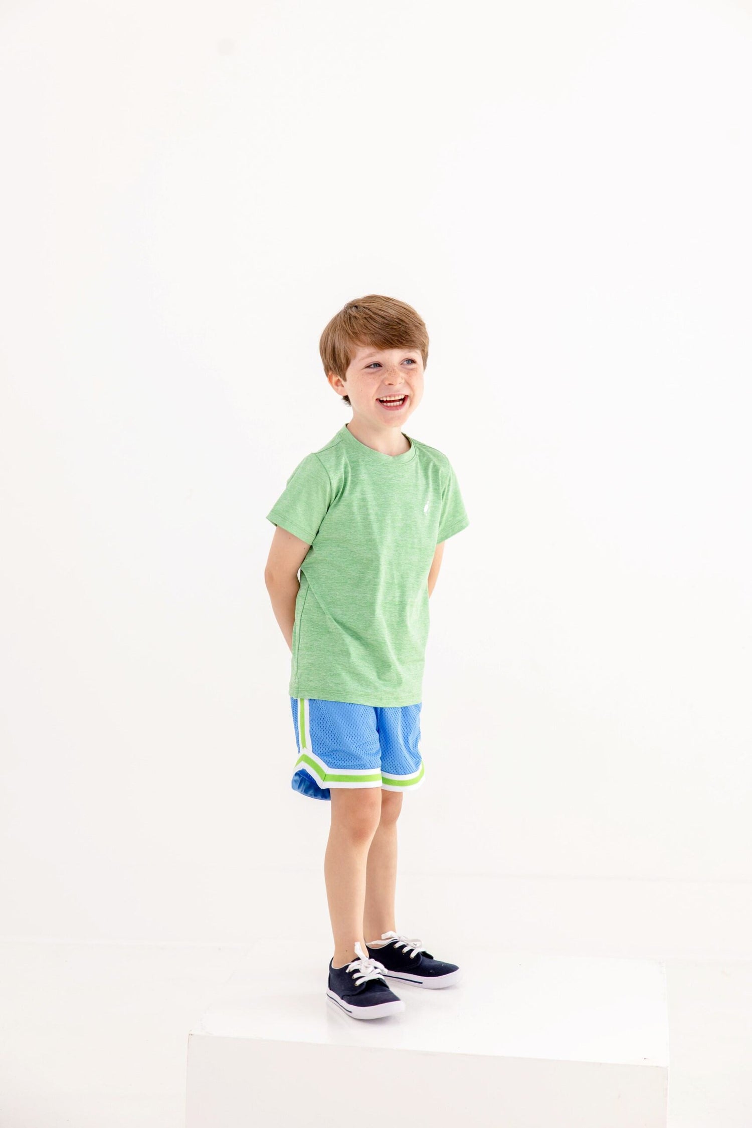 TBBC Prepletic™ Carter Crewneck: Grafton Green (Heathered)/Worth Ave White