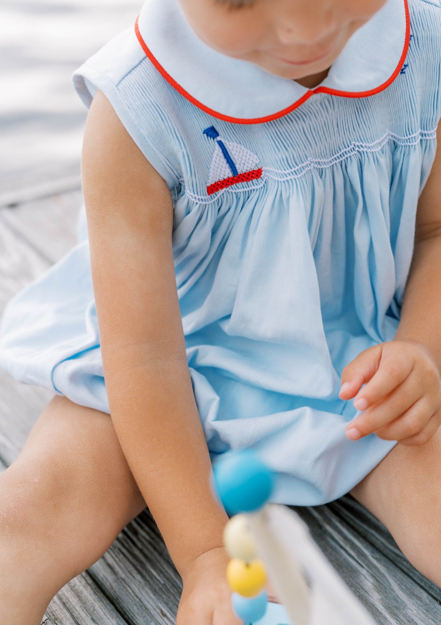 Beckett Bubble: Brentwood Blue with Sailboat Smocking