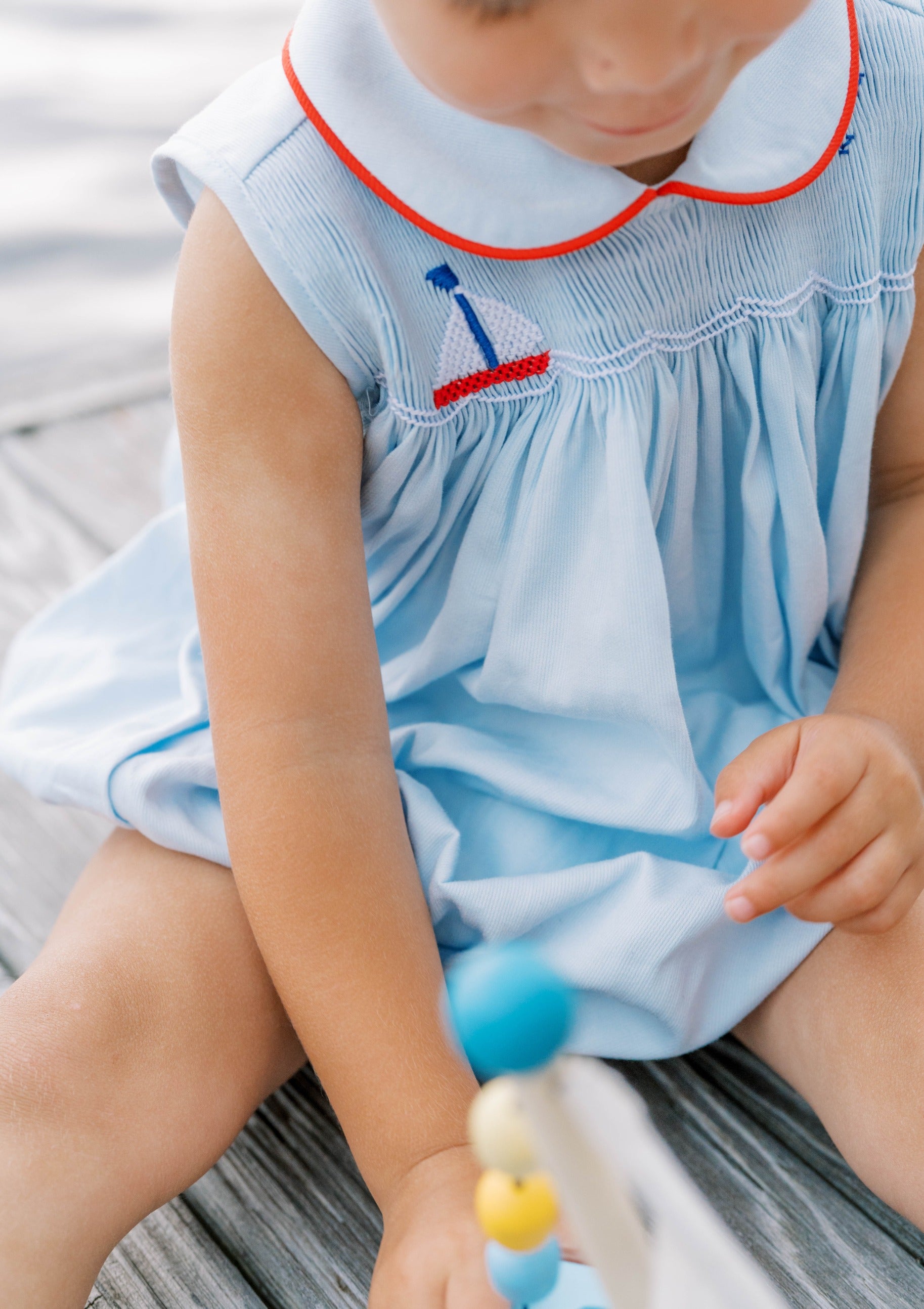 Beckett Bubble: Brentwood Blue with Sailboat Smocking