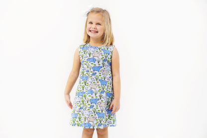 TBBC Sleeveless Polly Play Dress: Bal Harbour Hippo (Beale Street Blue)