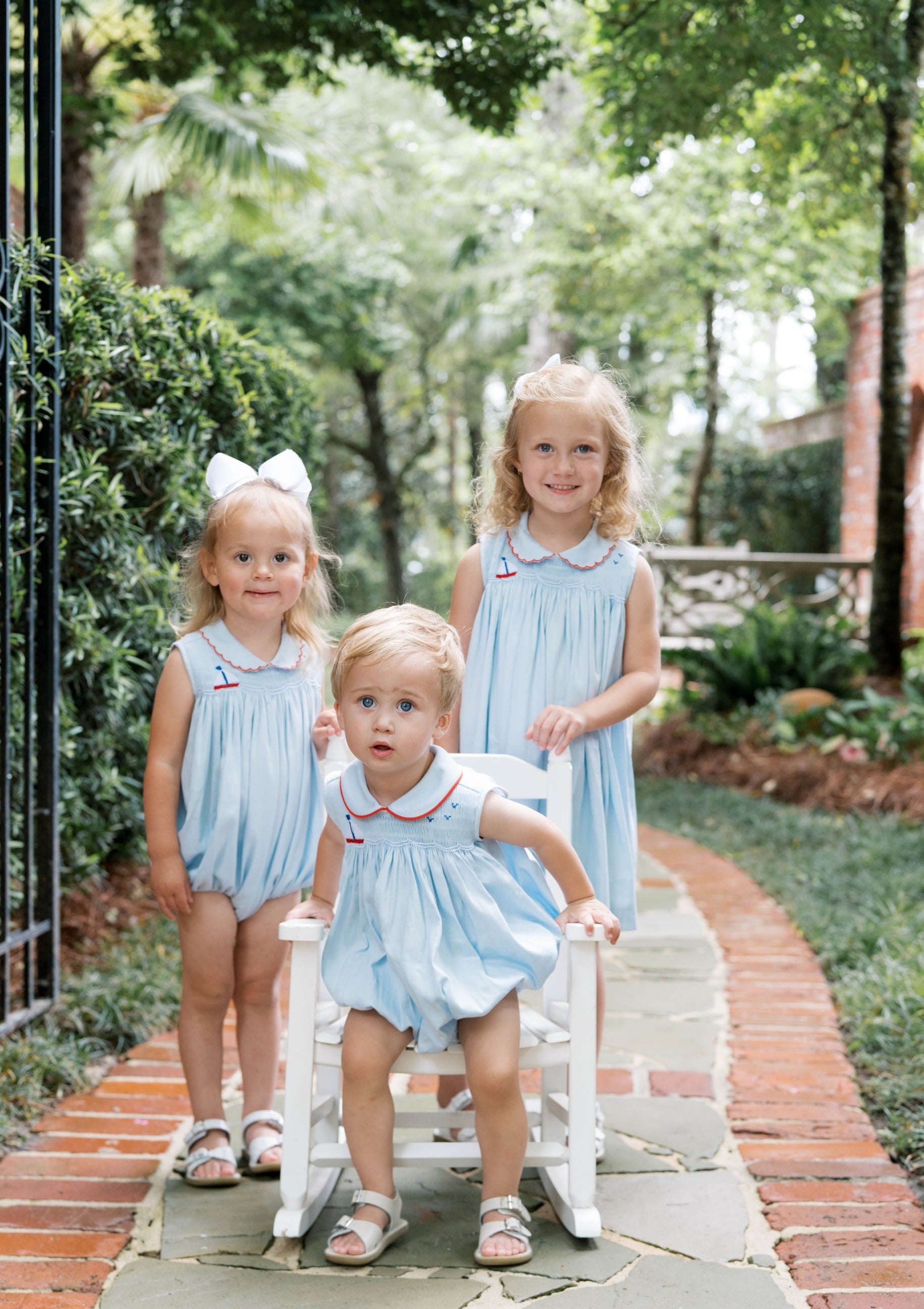 Ella Dress: Brentwood Blue with Sailboat Smocking