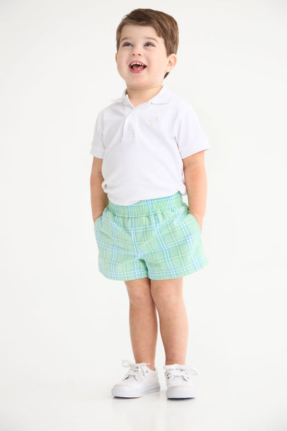 Sheffield Shorts: Pelham Bay Plaid (Green)