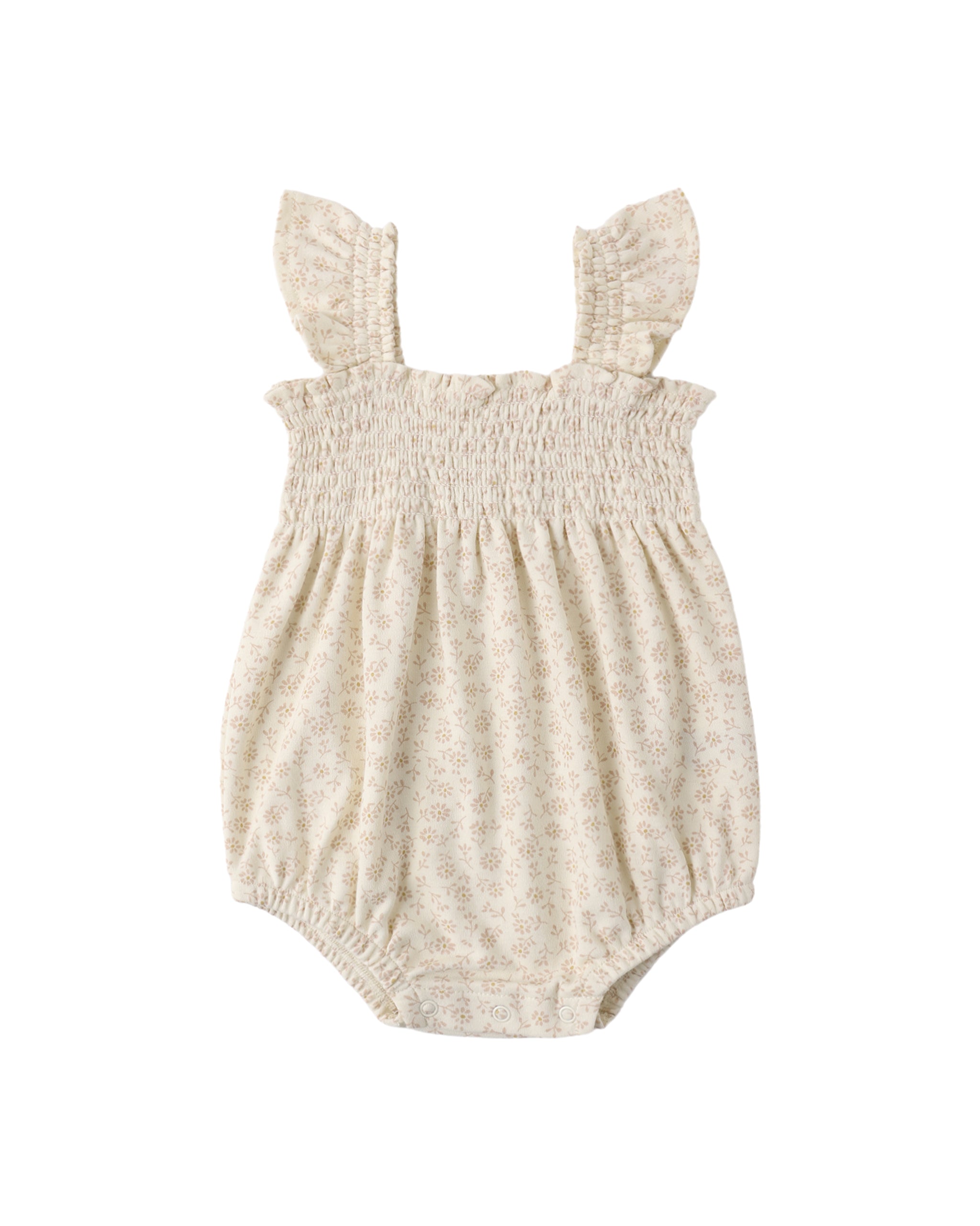 Ditsy Smocked Ruffle Sleeve Romper