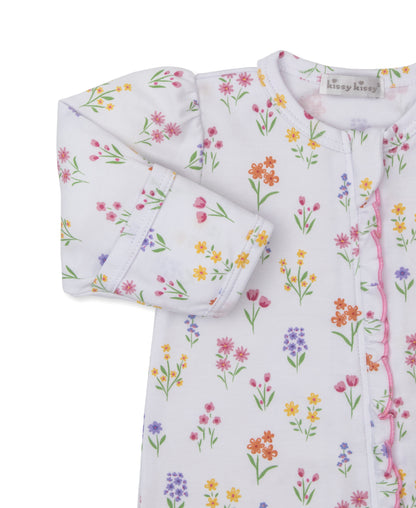Summer Wildflowers Ruffle Zipper Footie