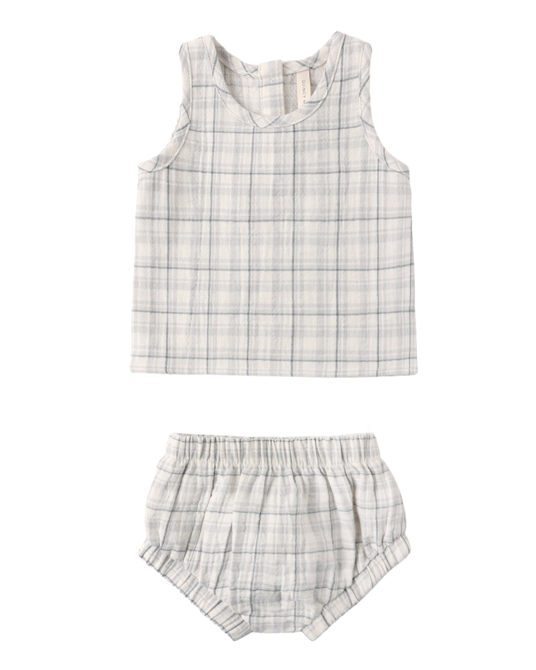 Blue Plaid Woven Tank Set