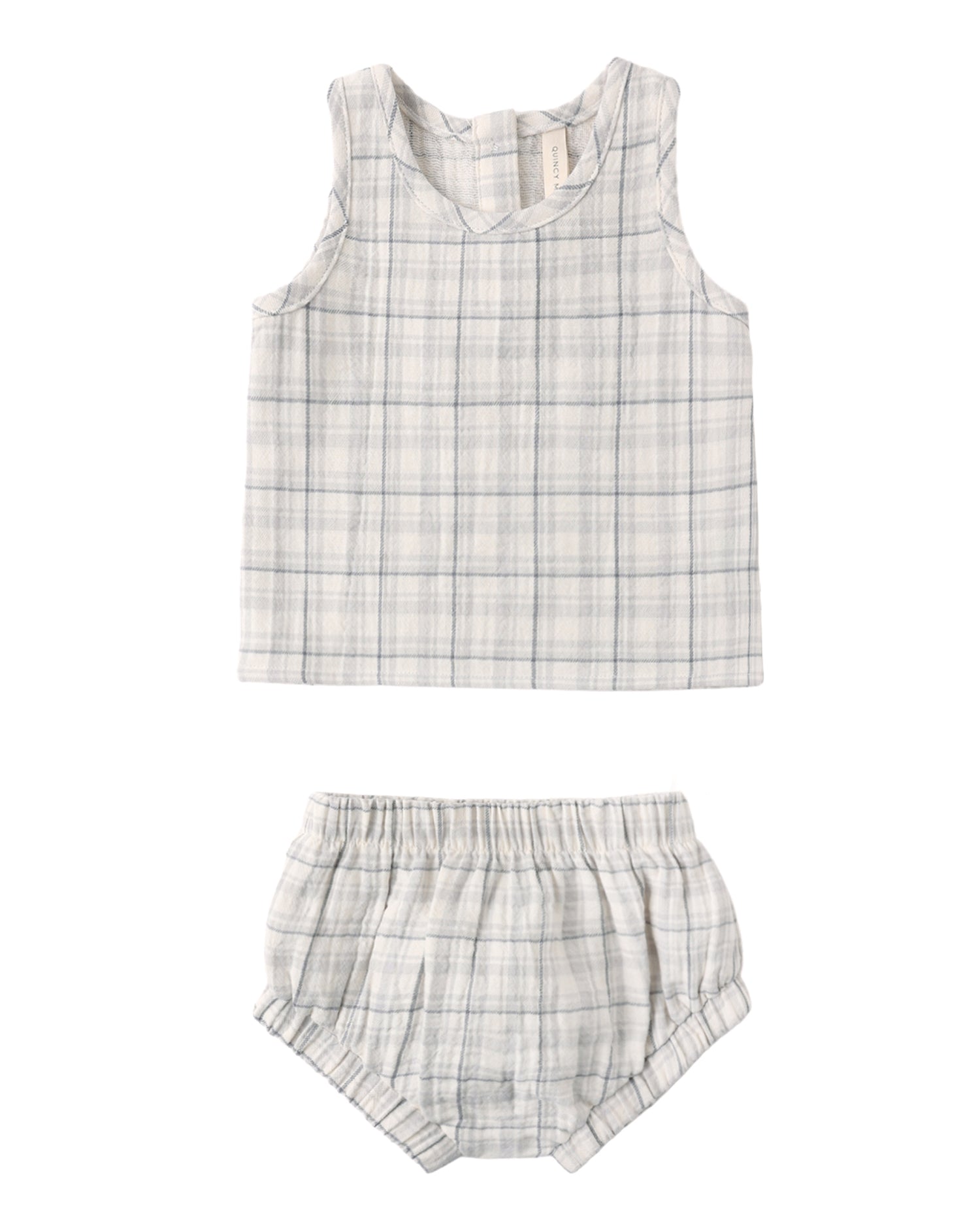 Blue Plaid Woven Tank Set
