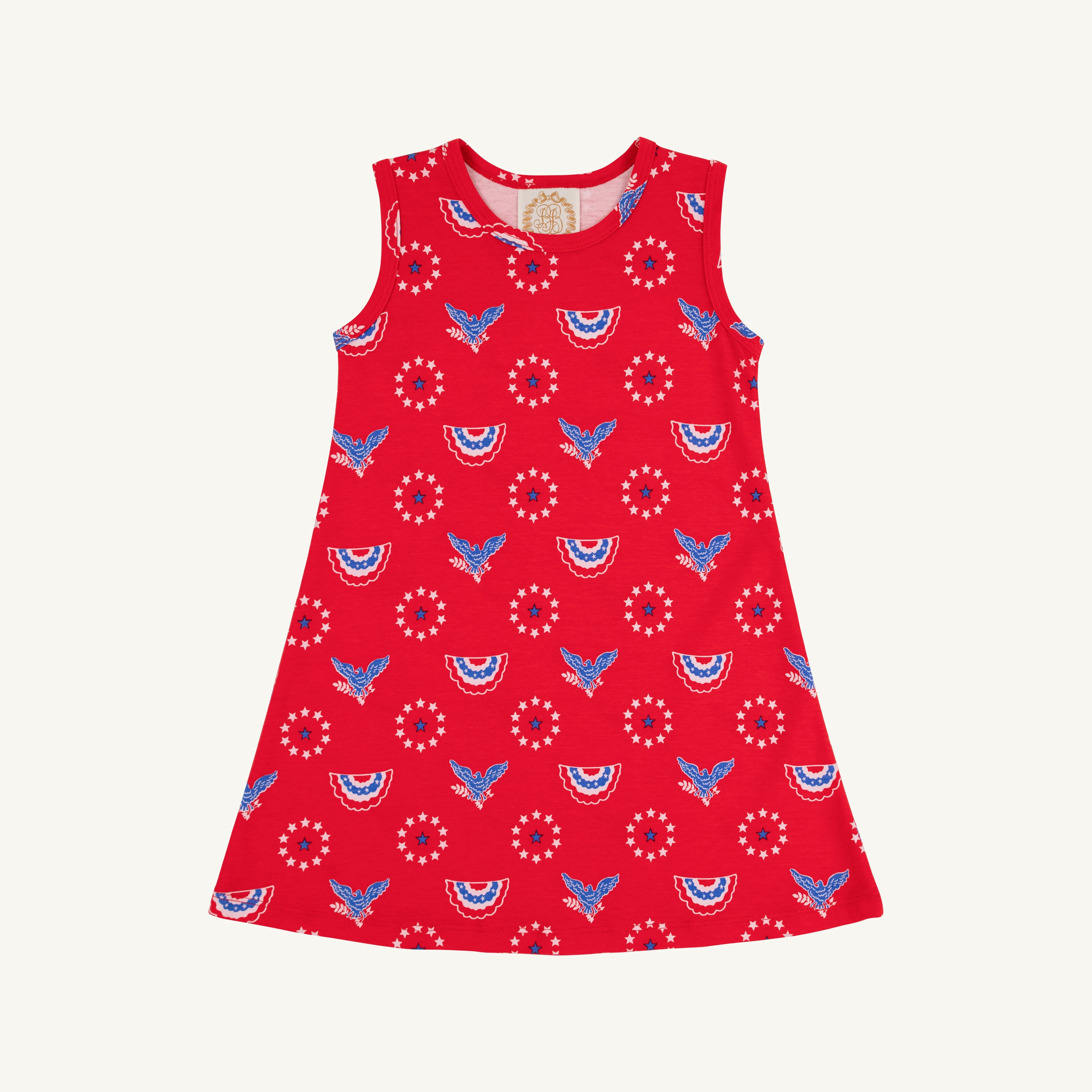 TBBC Sleeveless Polly Play Dress: Star Spangled Swag