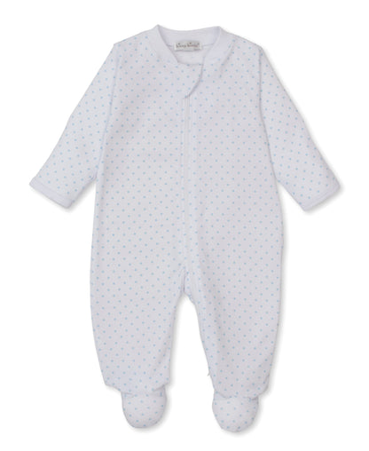 Teddy Bear Love Zipper Footie: Light Blue Stars